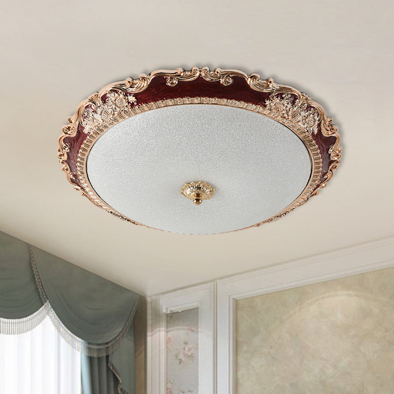 14’/16’/19.5’ Led Bowl Flush Mount Lamp Countryside Red/Blue Finish Ceiling Light For Bedroom