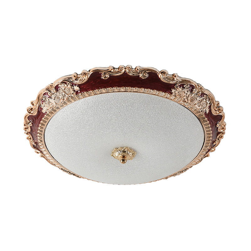 14’/16’/19.5’ Led Bowl Flush Mount Lamp Countryside Red/Blue Finish Ceiling Light For Bedroom