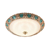 Blue Dome Ceiling Light With Led And Country Cream Glass In Warm/White Available 3 Sizes