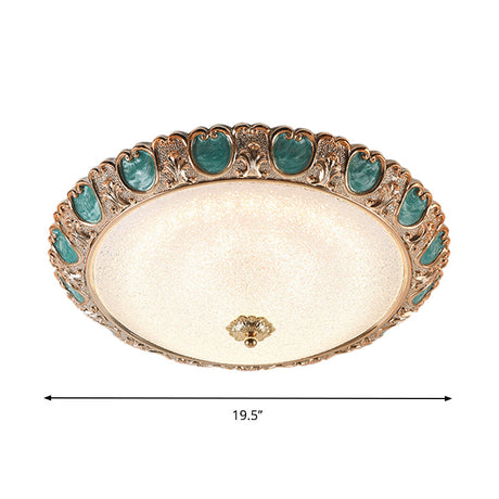 Blue Dome Ceiling Light With Led And Country Cream Glass In Warm/White Available 3 Sizes