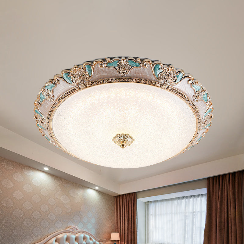 Farmhouse Dome Shade Flushmount Lamp - 14/16/19.5 Width Gold/Brown Frosted Glass Led Ceiling Flush