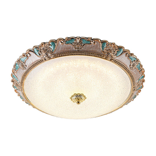 Farmhouse Dome Shade Flushmount Lamp - 14’/16’/19.5’ Width Gold/Brown Frosted Glass Led