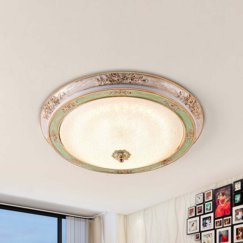 Green Seeded Glass Flush Mount Led Lamp In Warm/White Light Available 3 Sizes: 14’ 16’ 19.5
