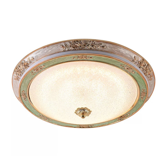 Green Seeded Glass Flush Mount Led Lamp In Warm/White Light Available 3 Sizes: 14’ 16’ 19.5