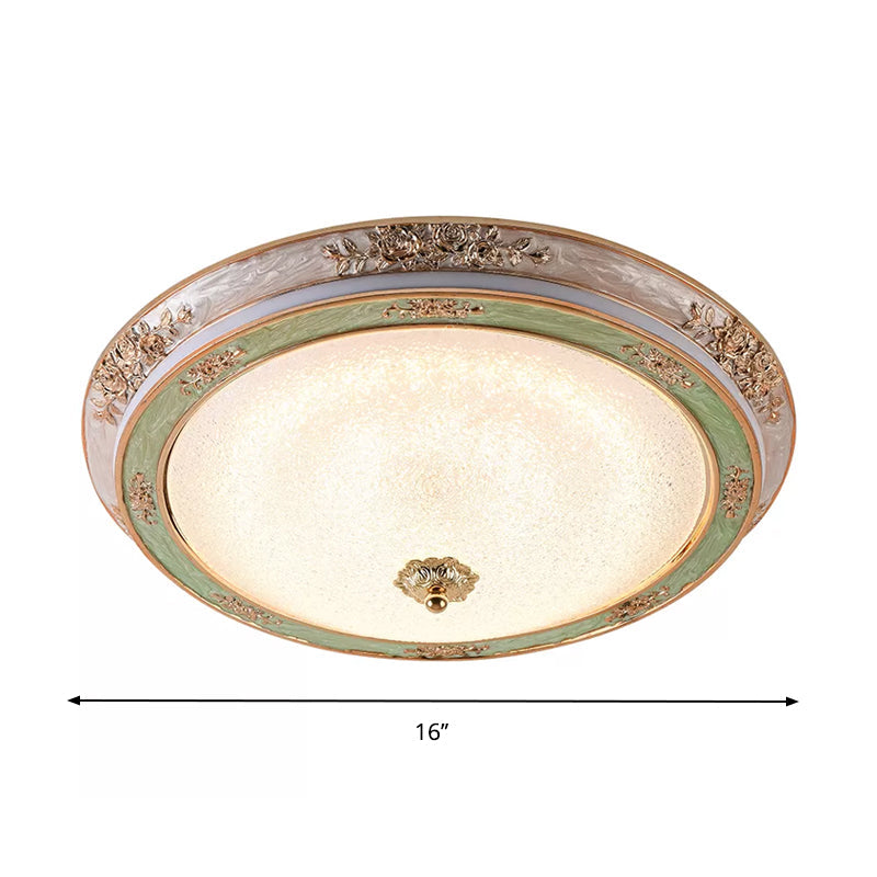 Green Seeded Glass Flush Mount Led Lamp In Warm/White Light Available 3 Sizes: 14’ 16’ 19.5