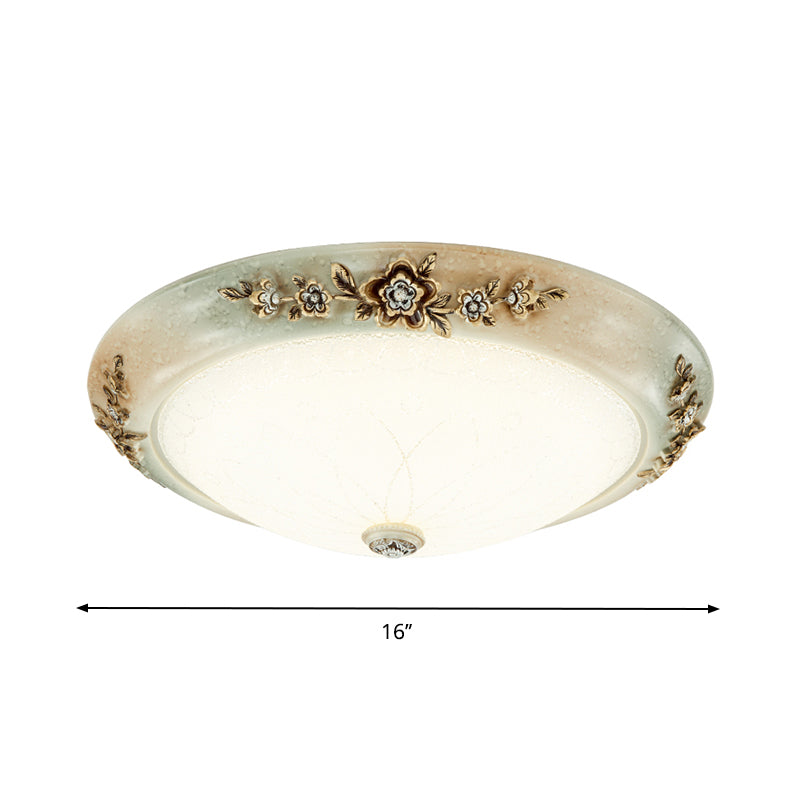 Traditional Led Dome Ceiling Light With Milky White Glass In 3 Sizes And 2 Temperatures -White/Brown