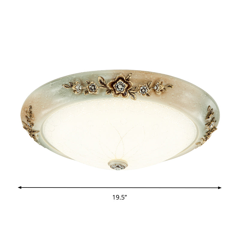 Traditional Led Dome Ceiling Light With Milky White Glass In 3 Sizes And 2 Temperatures -White/Brown