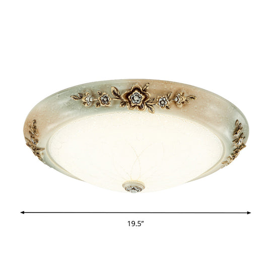 Traditional Led Dome Ceiling Light With Milky White Glass In 3 Sizes And 2 Temperatures -White/Brown