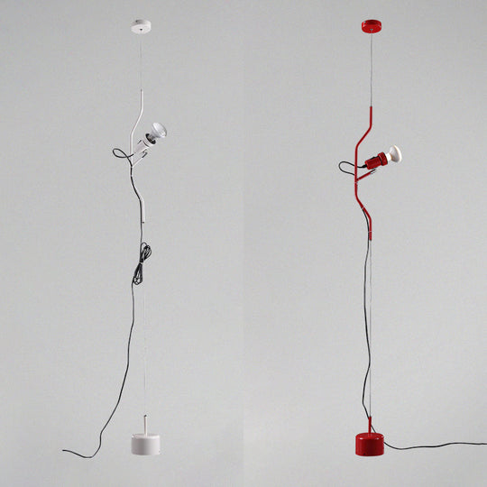 Adjustable Line Hanging Spot Light In Modern Metallic Style | Red/White 1-Light Living Room