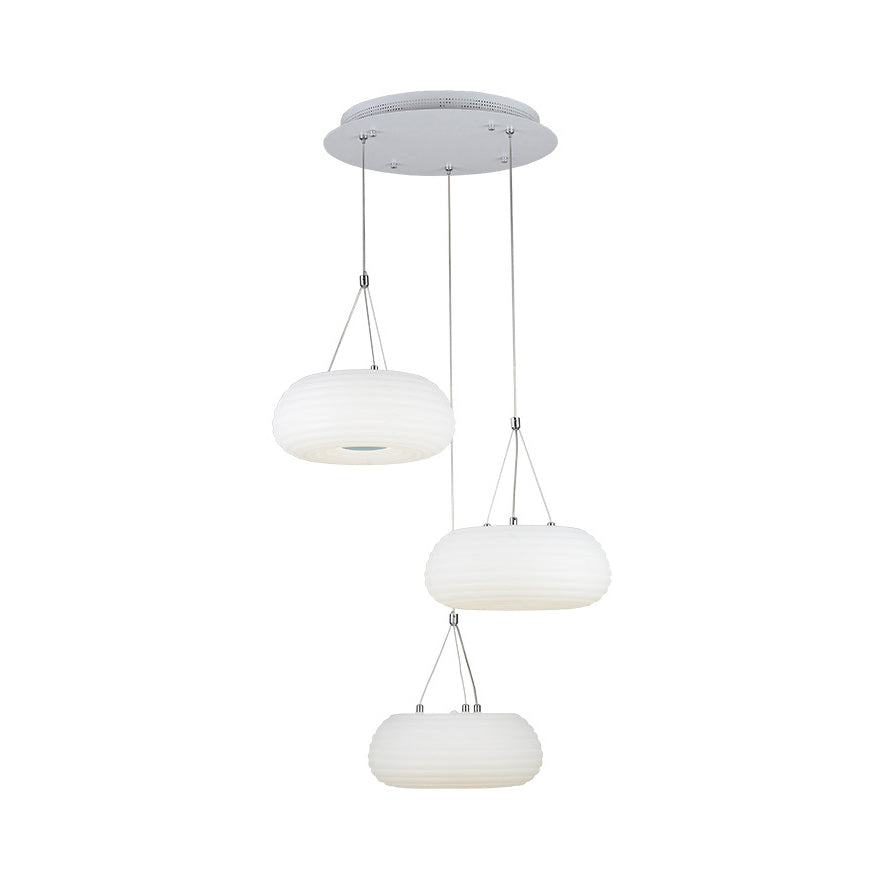 Modern White Doughnut Pendant Lamp - Led Metal Hanging Ceiling Light For Dining Room
