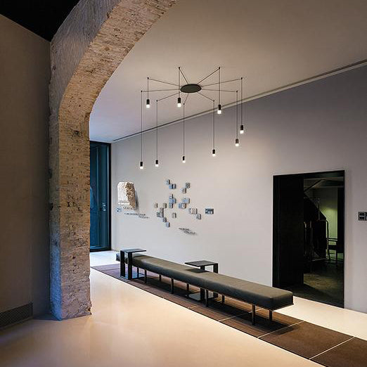 Contemporary Black Metal Ceiling Pendant Light With Line Hanging - Available In 1/3/9 Lights For