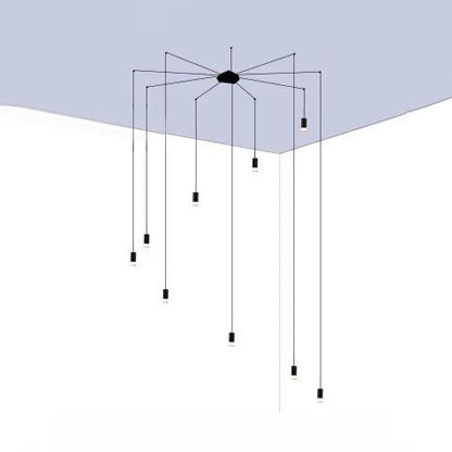 Contemporary Black Metal Ceiling Pendant Light With Line Hanging - Available In 1/3/9 Lights For