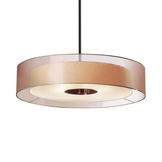 Modern Fabric Coffee Led Drum Pendant Light Fixture - Multiple Sizes Available