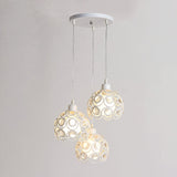 Modern Crystal Dome Metal Cage Pendant Lamp With White/Black Hanging Lights - Round/Linear Canopy