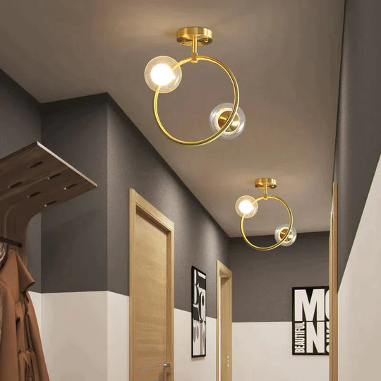 Nordic Corridor Balcony Copper Ceiling Lamp