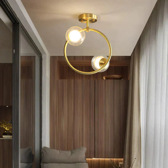 Nordic Corridor Balcony Copper Ceiling Lamp