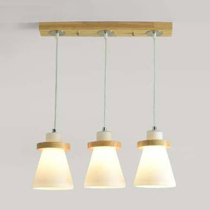 White Tapered Shade Hanging Lamp - Simple Style Milk Glass Pendant Lighting For Office 3 / Linear