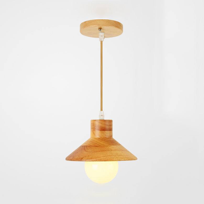 Modern Wooden Pendant Light In Beige For Kid’s Room - Coolie Shade Hanging With Linear/Round