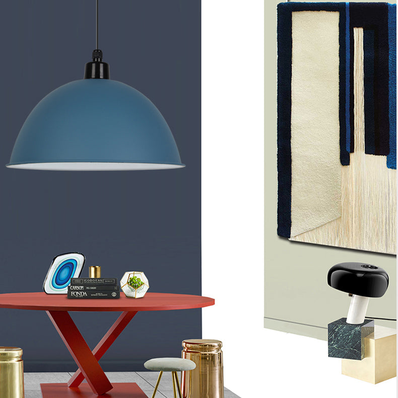 Nordic Stylish Bowl Pendant Lamp - Single Light Aluminum Hanging For Gallery Cafe