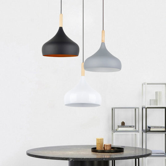 Contemporary Aluminum Pendant Light With Onion Shade – Ideal For Balcony Or Hallway 9.5/12/14