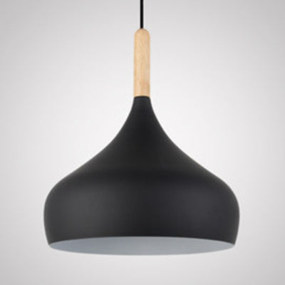 Contemporary Aluminum Onion Pendant Light - Balcony Hallway Suspension 9.5/12/14 Width 1 Bulb Black