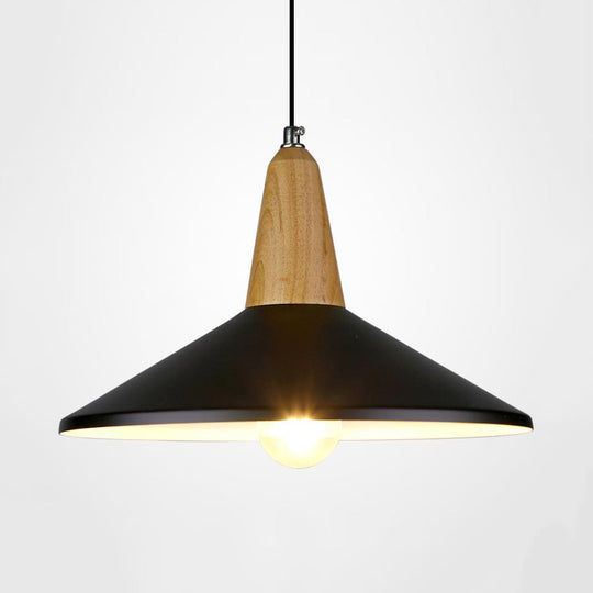 Stylish Nordic Pendant Light For Study Room - Aluminum & Wood Suspension Black / 14