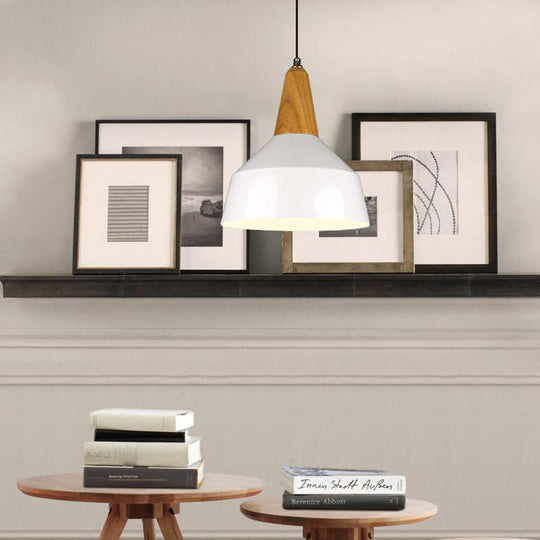 Stylish Nordic Pendant Light For Study Room - Aluminum & Wood Suspension