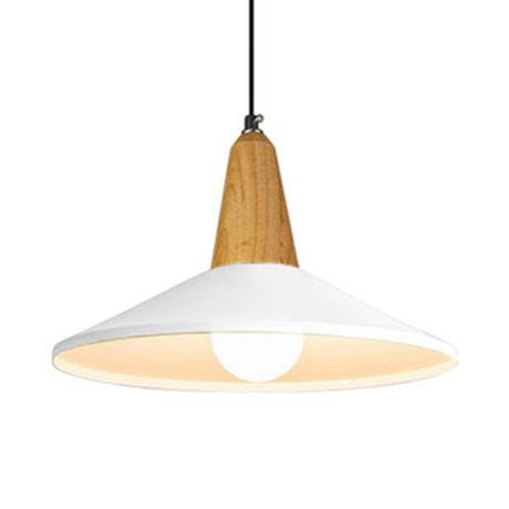 Stylish Nordic Pendant Light For Study Room - Aluminum & Wood Suspension White / 14