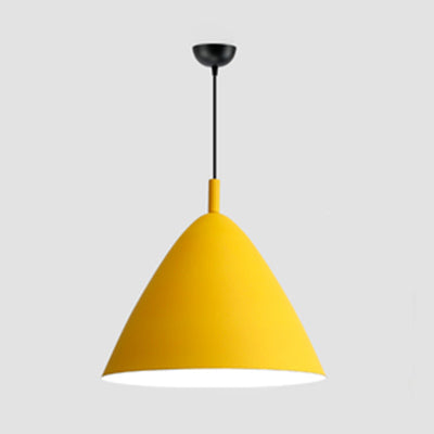 Nordic Candy Colored Pendant Pyramid Shade - 10.5/13/16 Inch Aluminum Hanging Light For Cafe Yellow