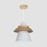 Asian Style Pendant Light With Wood Deco Metal - Coolie Shade Stairway Hanging 1 White