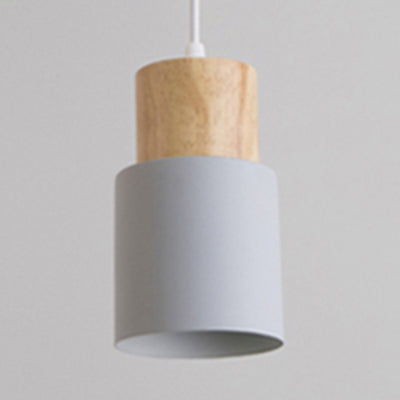 Modern Metal And Wood Hanging Lamp - 1 Light Pendant For Office Hallways