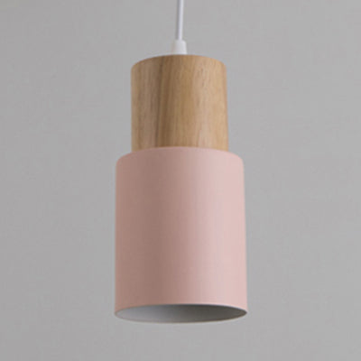 Modern Metal And Wood Hanging Lamp - 1 Light Pendant For Office Hallways