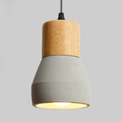 Nordic Style Cement Torch Pendant Lamp For Tea Station With Single Light Grey