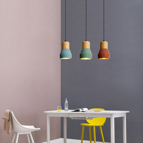 Nordic Style Cement Torch Pendant Lamp For Tea Station With Single Light