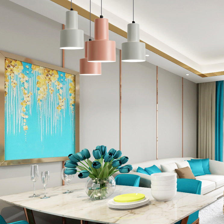 Macaron Loft Pendant Light - Metallic Cylinder Design Ideal For Meeting Rooms