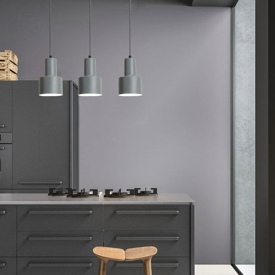 Macaron Loft Pendant Ceiling Light - Metallic Cylinder Design For Meeting Room