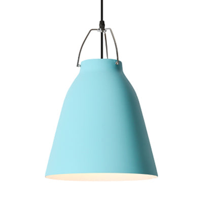 Macaron Aluminum Pendant Light - Candy Colored Bucket Hanging In Dark Blue/Light Blue/Pink For