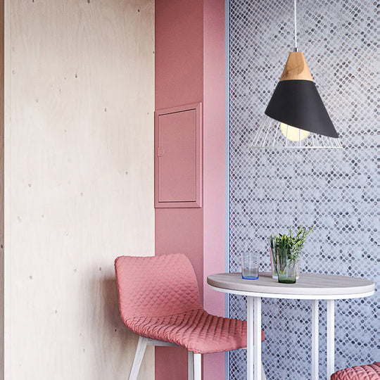 Modern Metallic Cone Pendant Light – 12’/14’ Wide Single Bulb Hanging Lamp For Balcony Bar