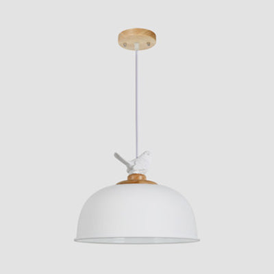 Nordic Hanging Pendant Light With Bird For Balcony - Aluminum Suspension White