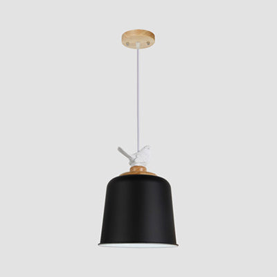 Bird Aluminum Hanging Pendant Lamp With Empire Shade - Contemporary Porch Light Black