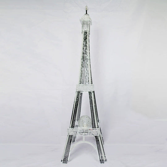 Metallic Tower Frame Led Floor Reading Lamp - Modern Art Decor For Bedroom Black/Silver