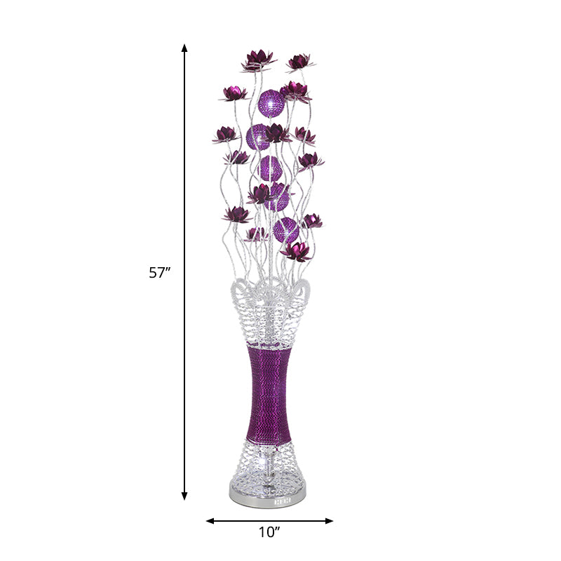 Led Slim Column Bloom Floor Lamp - Purple Aluminum Art Decor Warm/White Light