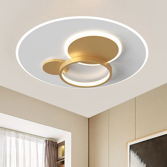 Circle Flush Mounted Led Light Fixture - 16’/19.5’ Diameter Simple Metal Design Black/Gold