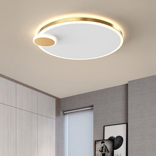 Round Metal Flush Lamp With Led In Black/Gold Finish | Warm/White Light 16’/19.5’ Diameter Gold