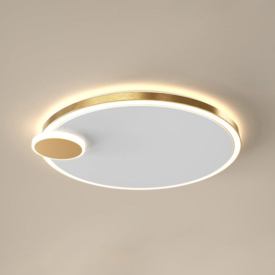 Round Metal Flush Lamp With Led In Black/Gold Finish | Warm/White Light 16’/19.5’ Diameter
