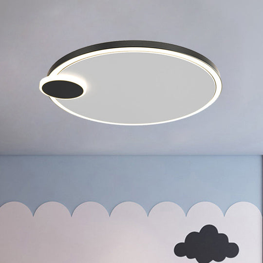 Round Metal Flush Lamp With Led In Black/Gold Finish | Warm/White Light 16/19.5 Diameter