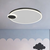 Round Metal Flush Lamp With Led In Black/Gold Finish | Warm/White Light 16’/19.5’ Diameter
