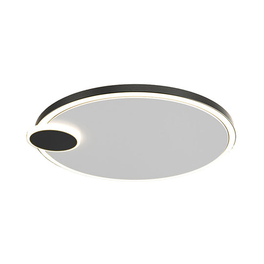 Round Metal Flush Lamp With Led In Black/Gold Finish | Warm/White Light 16/19.5 Diameter