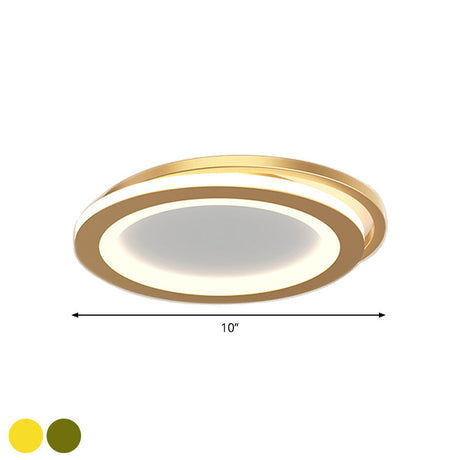 Modern Ceiling Mounted Flush Lighting In Black/Gold - Round/Square Metal Led Fixture For Hallways