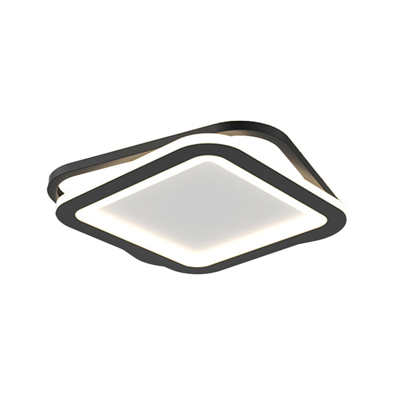 Modern Ceiling Mounted Flush Lighting In Black/Gold - Round/Square Metal Led Fixture For Hallways